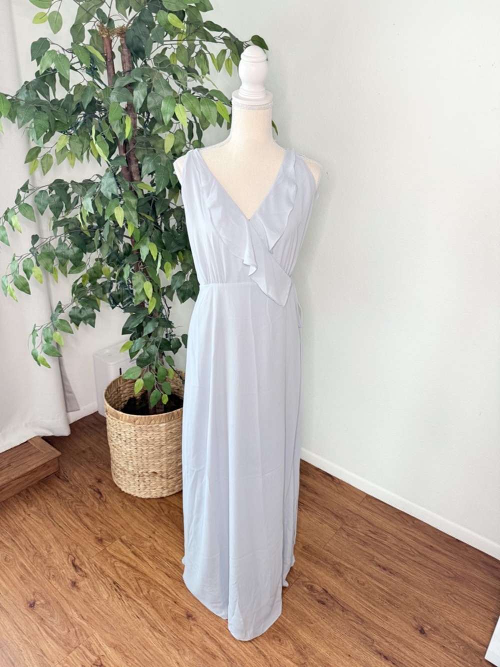 WAYF Light Blue Wrap Maxi Dress Size M